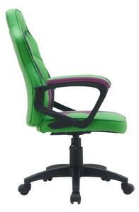 Ergonomická kancelárska stolička, zelená s fialovými prvkami