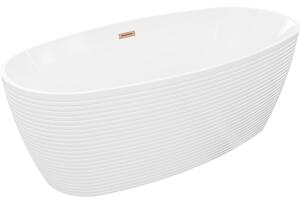 Mexen Lira, voľne stojaca vaňa, vzor, 170 × 80 cm, biela lesklá, medený prepad, 52831708000-65