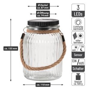 Solárne svetlo, 3 LED, plastové, teplá biela
