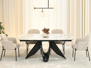 Elegantný rozkladací stôl 180(260)x98 CANO - béžový mramor / čierny