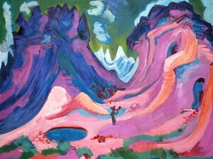 Umelecká tlač The Amselfluh (Pink & Purple Landscape) - Ernst Ludwig Kirchner, (40 x 30 cm)