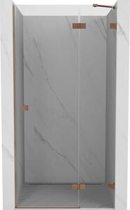Mexen Lunar, výklopné sprchové dvere pravé 70 cm, 8mm číre sklo, medený matný profil, 834-070-000-65-00-P