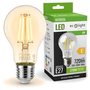 LED žiarovka E27 6W 720lm Filament Edison Retro Dekoratívna pre lampy 2700K Teplá