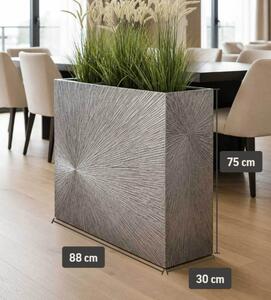 Kvetináč ELEMENTO, sklolaminát, šírka 88 cm, strieborný