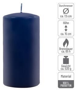 Sada stĺpových sviečok, 15 cm, Ø 7,5 cm, modrá, 4 ks
