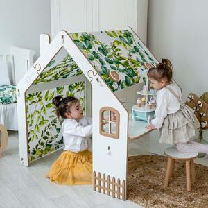 Detský domček so stolíkom a stoličkou - zelené listy