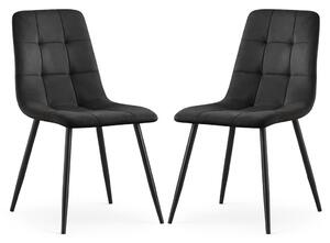 Set 2x prešívaná jedálenská stolička NIROLIA - čierna / čierna