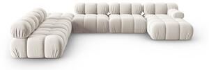 MUZZA Modulárna sedemmiestna pohovka Bella 379 cm ľavá zamat béžová