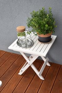 Drevený skladací stolík hranatý – 50 x 50 cm, biely