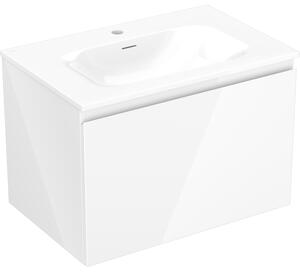 Mexen Orio, kúpeľňová skrinka 70 cm s umývadlom Vela, 1 zásuvka, biela lesklá, 91A10-07047-1-BF00-W23M00