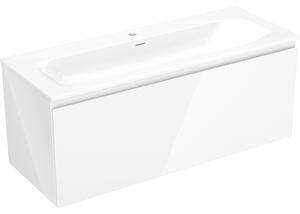 Mexen Orio, kúpeľňová skrinka 120 cm s umývadlom Vela, 1 zásuvka, biela lesklá, 91A10-12047-1-BF00-W23M00