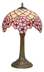 Tiffany stolná lampa Pink Garden218 - Huizhou Oufu v.48xš.30, sklo/kov, 40W