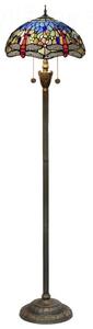 Tiffany stojaca lampa Dragonfly blue 401 HuizhouOufuLighting v163xš40,sklo/kov,40W