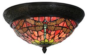 Tiffany stropné svietidlo Dragonfly triangle 600-Clayre&Eef v19xš38,sklo/kov,40W
