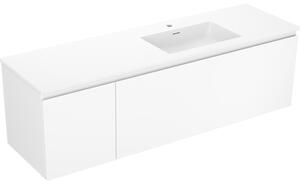 Mexen Orio, kúpeľňová skrinka 160 cm s pravým umývadlom Otis, 1S, 1D, biela matná, 91A13-16047-3-BBFF01-W18P01