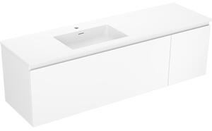 Mexen Orio, kúpeľňová skrinka 160 cm s ľavým umývadlom Otis, 1S, 1D, biela matná, 91A13-16047-3-BBFF01-W18L01