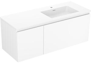 Mexen Orio, kúpeľňová skrinka 120 cm s pravým umývadlom Otis, 1S, 1D, biela matná, 91A13-12047-3-BBFF01-W18P01