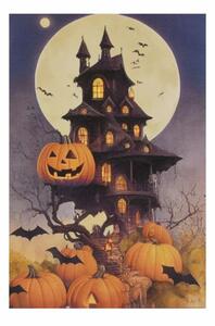 Nástenná maľba Scary Villa, 9 LED diód, 60 x 40 cm