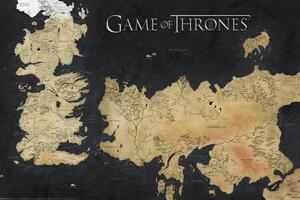 Plagát, Obraz - Game of Thrones - Westeros Map, (120 x 80 cm)