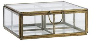 Sklenený úložný box s priehradkami Aged Brass