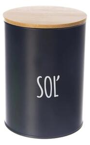 Orion Dóza na potraviny, plechová, čierna, s bambusovým vekom, 1,3l, Soľ SK