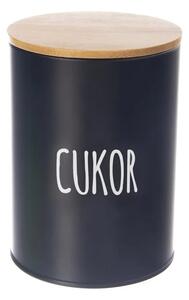 Orion Dóza na potraviny, plechová, čierna, s bambusovým vekom, 1,3l, Cukor SK