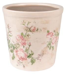 Keramický obal na kvetináč s ružami Rossia M - Ø15*14 cm - Clayre & Eef
