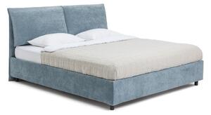 Modrá čalúnená dvojlôžková posteľ s úložným priestorom s roštom 160x200 cm Myra Pillow – Selection