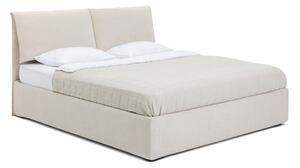 Béžová čalúnená dvojlôžková posteľ s úložným priestorom s roštom 180x200 cm Thessa Pillow – Selection