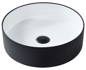 Kúpeľňové umývadlo na dosku čierne keramické lesklé 40 cm okrúhle moderný štýl kúpeľňa