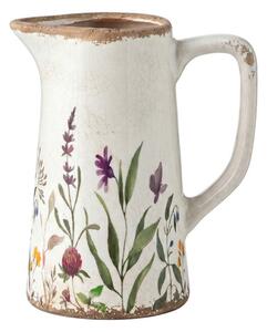 Dekoratívny keramický džbán s lúčnymi kvetmi Rustic Flora - 16*11*20 cm - Clayre & Eef