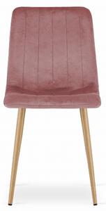 PreHouse Stolička LAVA - ružový zamat / nohy vo farbe dreva