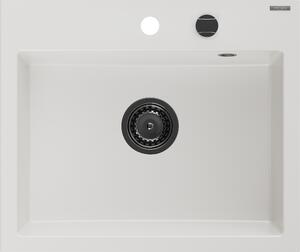 Mexen Oscar, 1-komorový granitový drez 580x490x205 mm, biela, 6519581000-20-B
