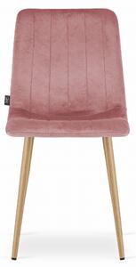 PreHouse Stolička LAVA - ružový zamat / nohy vo farbe dreva