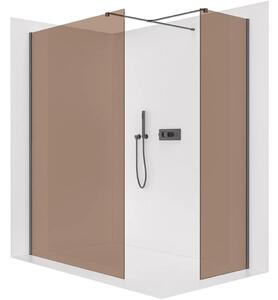 CERANO - Sprchová zástena Walk-in Onyx TL/P - 8 mm - hranatá vzpera - čierna matná, bronzové sklo - 130x110x200 cm