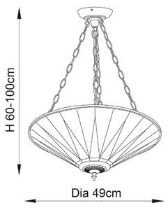 Endon 70754 - Luster na reťazi Tiffany DARK STAR 3xE27/60W/230V pr. 49 cm