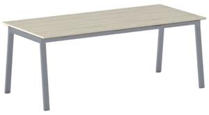 Rokovací kancelársky stôl PRIMO BASIC, 200x90 cm, sivostrieborná podnož, dub prírodný