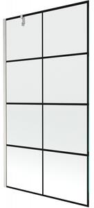 Mexen Next, 1-krídlová vaňová zástena 100 x 150 cm, 6mm číre sklo - čierny vzor, oceľová, 895-100-000-00-77-97