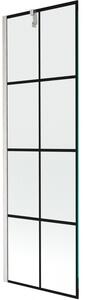 Mexen Next, 1-krídlová vaňová zástena 60 x 150 cm, 6mm číre sklo - čierny vzor, oceľová, 895-060-000-00-77-97