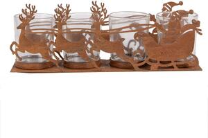 Hrdzavý kovový vianočný svietnik Santa so záprahom Brocante rust - 25*8*8 cm - Clayre & Eef
