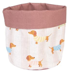 Béžový bavlnený košík na pečivo s jazvečíkmi Puppy Pullover - Ø 15*16 cm - Clayre & Eef