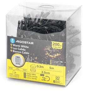 Aigostar - LED Vonkajší vianočný reťaz 200xLED/8 funkcií 3xAA 5,3m IP44 teplá biela