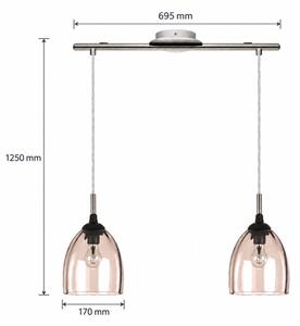 BRILAGI-LED Luster na lanku RETRO GLASS 2xE27/60W/230V matný chróm/dymovo-béžová