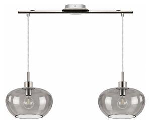 BRILAGI - LED luster na lanku RETRO GLASS 2xE27/60W/230V matný chróm/dymová sivá