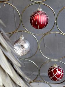 Vianočná ozdoba sklenená červená s ornamentom 8cm