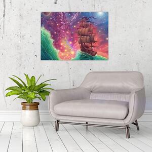 Obraz - Loď s vesmírnou oblohou (70x50 cm)