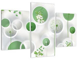 Obraz - Kvety v kruhoch (90x60 cm)