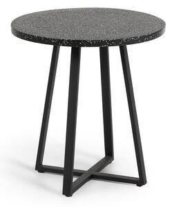 Čierny záhradný stôl s doskou z kameňa Kave Home Tella, ø 70 cm