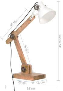 Biela drevená stolná lampa DION v industriálnom štýle