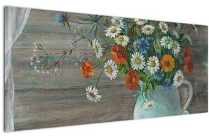 Obraz - Lúčne kvety, olejomaľba (120x50 cm)